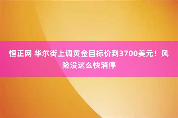 恒正网 华尔街上调黄金目标价到3700美元！风险没这么快消停